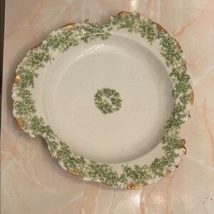 Antique Limoges Rim Soup Bowl Charles Field Haviland GDM Green Floral Gold 1900